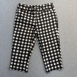 St. John’s Bay Pants Women’s 10 Capri Black White Gingham Check Cropped Casual